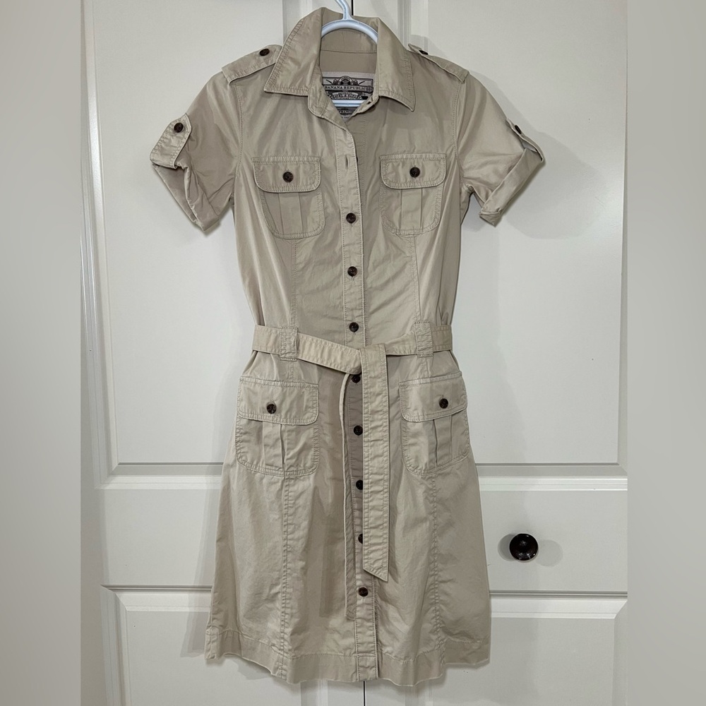 Banana Republic Stylish Tan Safari Dress